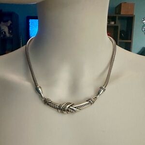 Brighton Silver Plated Love Knot Bar Necklace